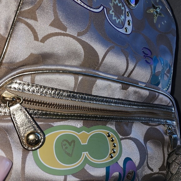 EUC Coach Signature Poppy Applique Backpack Rare Limited Edition F17939 - Picture 6 of 13